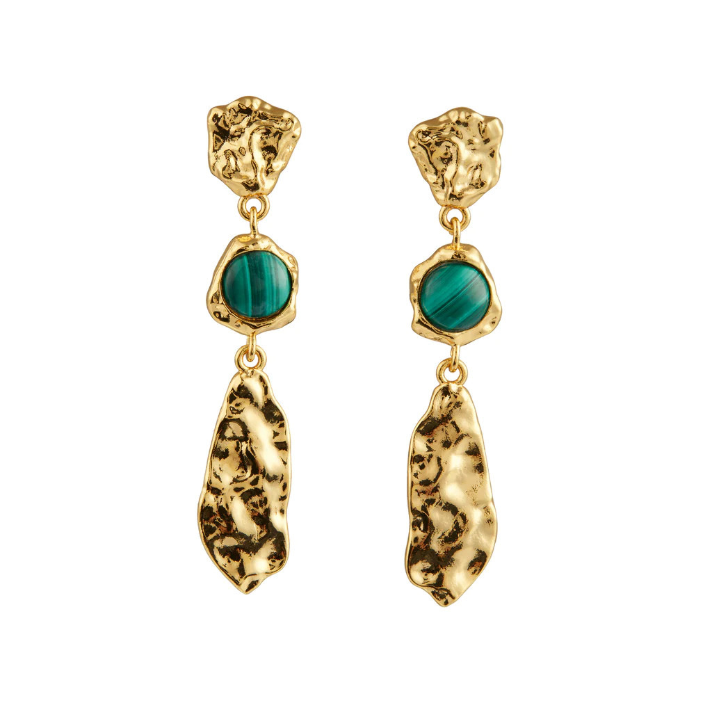 Statement Malachite Molten Earrings | Orelia