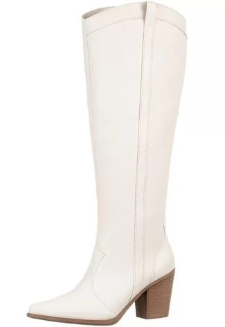 Bota Feminina Western Texana Country Cano Alto Bico Fino Off White | Dafiti (BR)