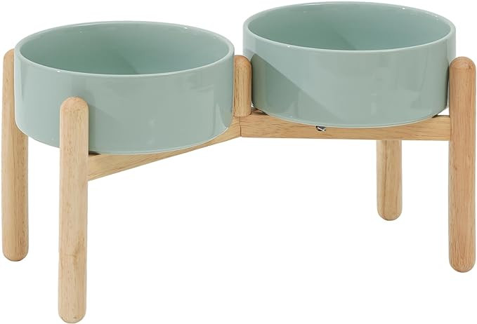 Ceramic Dog Bowls for Large Breed Dog Dish Pet Food and Water Bowl (Set of 2 Bowls - Light Green,... | Amazon (US)