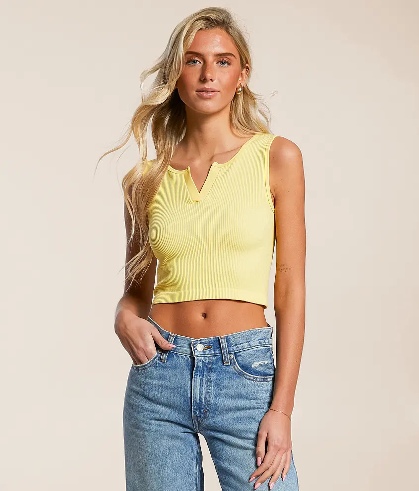 Notch Neck Cropped Tank Top | Buckle