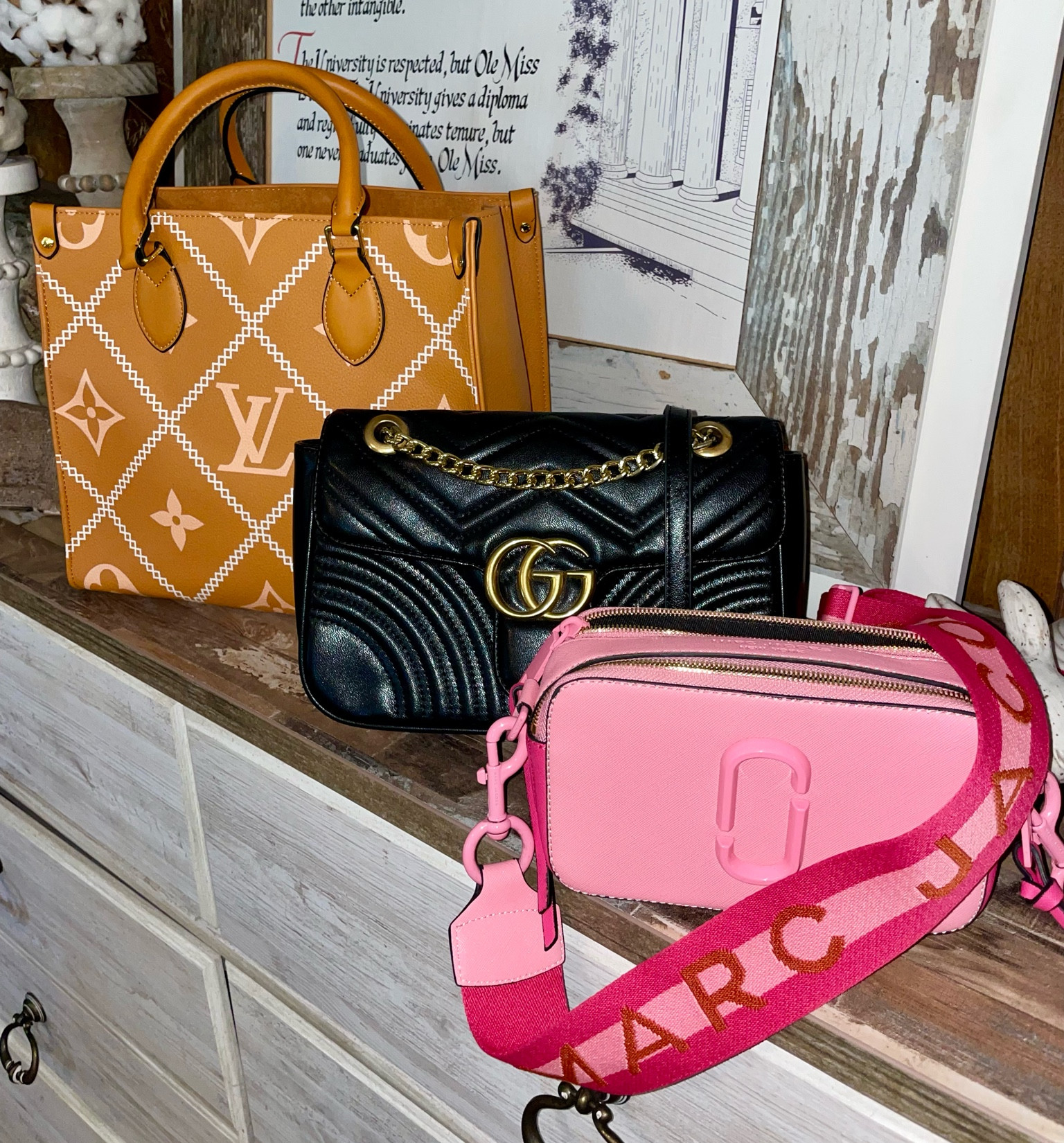 Designer purse dupes, Louis Vuitton on the go purse, Marc Jacob’s snapshot dupe, Gucci dupe

#LTKitbag #LTKsalealert #LTKunder100