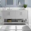 Home Decorators Collection Baybarn 60 in. Double Sink Gray Bath Vanity with White Engineered Carrara Top (Assembled) TJ-0420V6022GR | The Home Depot