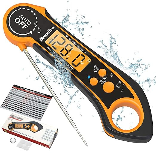 Brexfire Instant Read Meat Thermometer Waterproof Digital Food Thermometer with Backlight, Magnet... | Amazon (US)