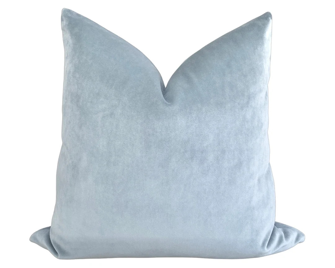 Belgium Spa Blue Velvet Pillow Cover - Spa Blue - Pastel Blue - Light Blue Pillow - Velvet Pillow... | Etsy (US)