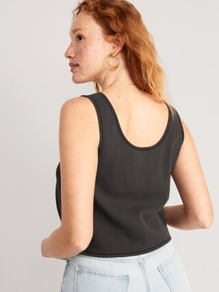 Thermal-Knit Cropped Henley Tank Top for Women | Old Navy (US)
