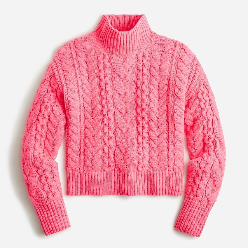 Cashmere crop cable-knit turtleneck sweater | J.Crew US