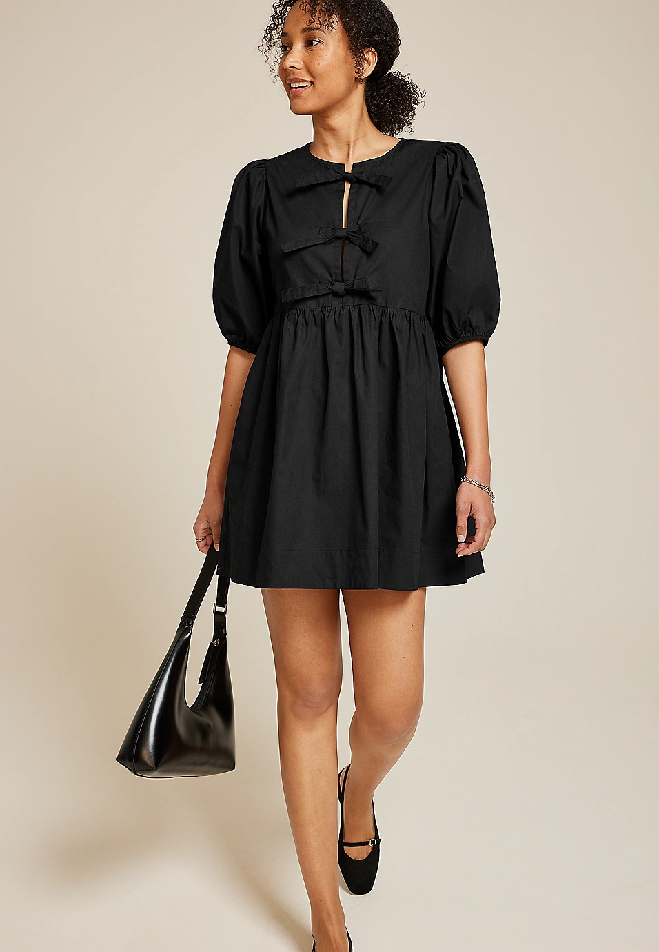 Band Of The Free Bubble Sleeve Mini Dress | Maurices