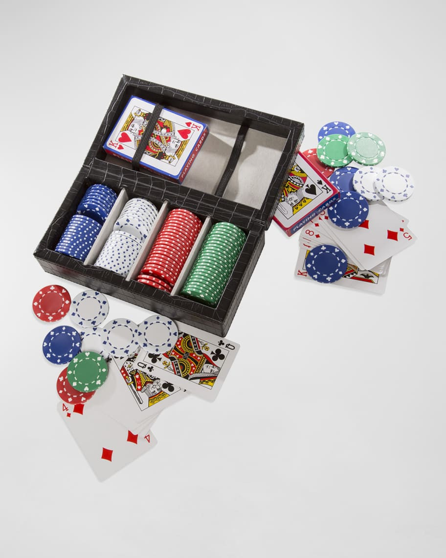 Poker Game Set with Vegan Leather Case | Neiman Marcus