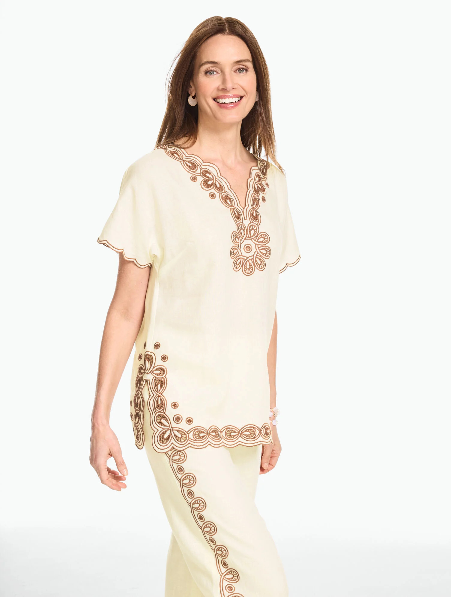 RSVP Embroidered Linen Tunic | Talbots