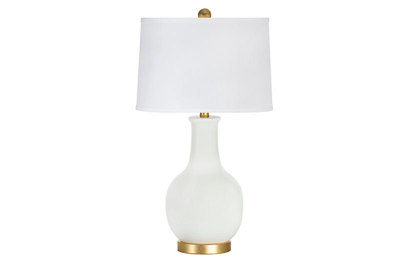 Madison Table Lamp, White/Gold Leaf | One Kings Lane