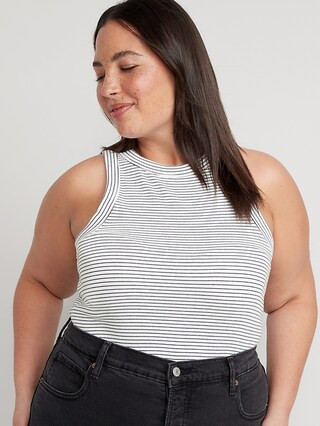 Striped Rib-Knit Cropped Tank Top for Women | Old Navy (US)