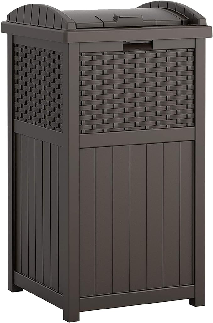 Suncast 33 Gallon Hideaway Can Resin Outdoor Trash with Lid Use in Backyard, Deck, or Patio, 33-G... | Amazon (US)