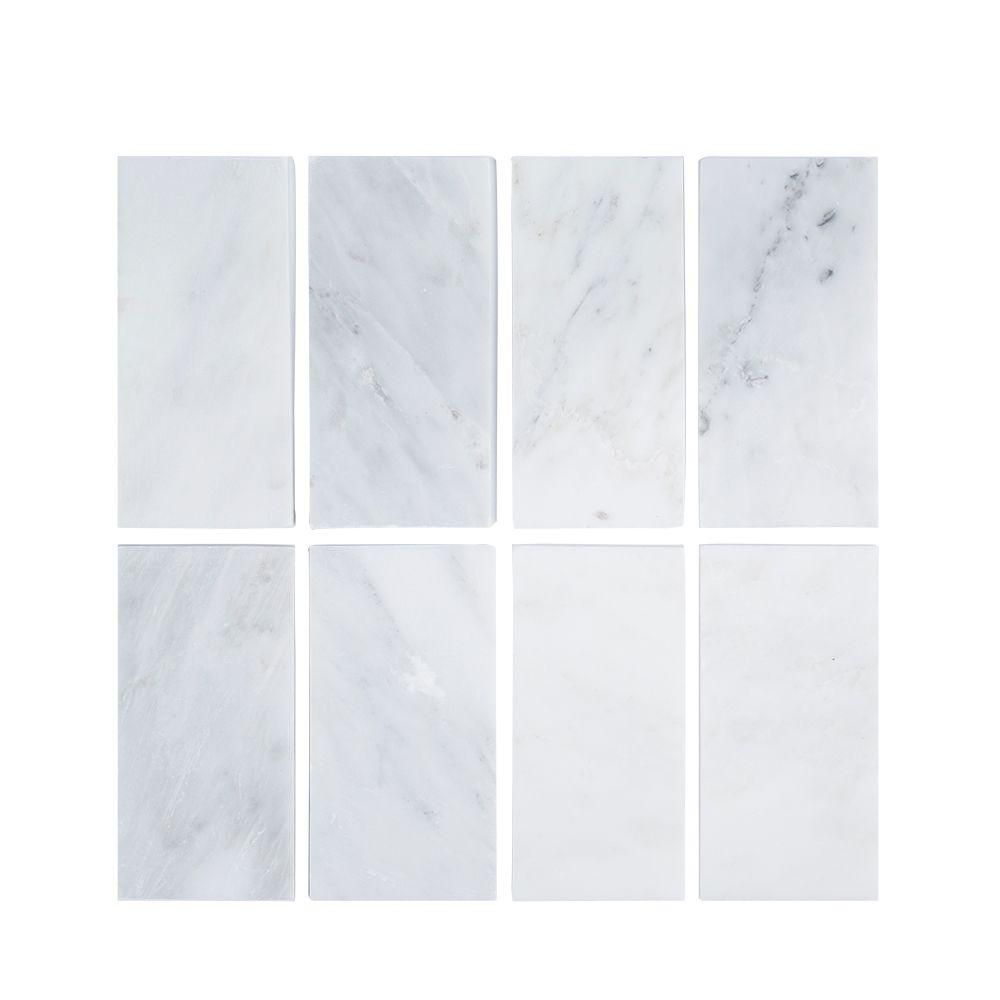 Jeffrey Court Carrara 3 in. x 6 in. x 8 mm Honed Marble Wall Tile (8-Pack)-99090 - The Home Depot | Home Depot
