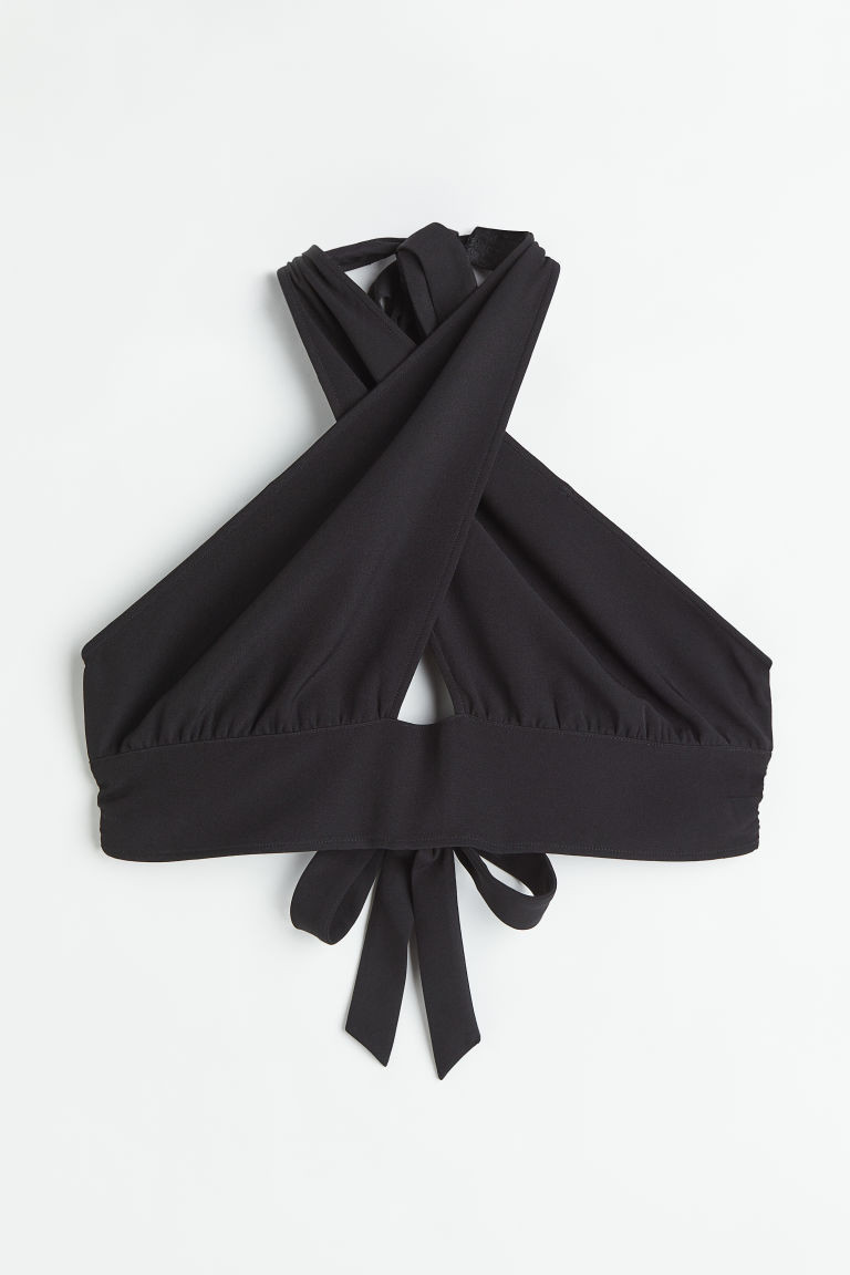 H & M - Halterneck Crop Top - Black | H&M (US + CA)