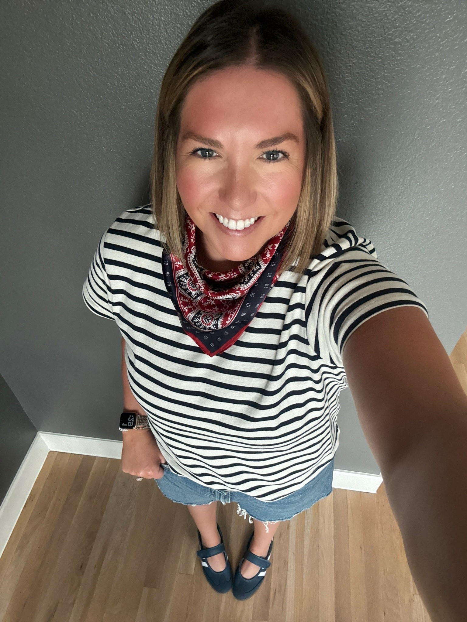 Go USMNT! ⚽️⚽️⚽️ What I wore to cheer on the men’s national team yesterday! I love a Americana look so I am thriving right now with the World Cup and 4th of July around the corner! This scarf added the perfect pop of red to my outfit and tied together the look. Also added a fun sneaker to stay comfortable!

#LTKootd #LTKSeasonal #LTKMidsize