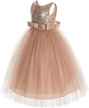 ekidsbridal Sequin V-Back Junior Flower Girl Dress Princess Bride Toddler Daily Gown LG1 | Amazon (US)
