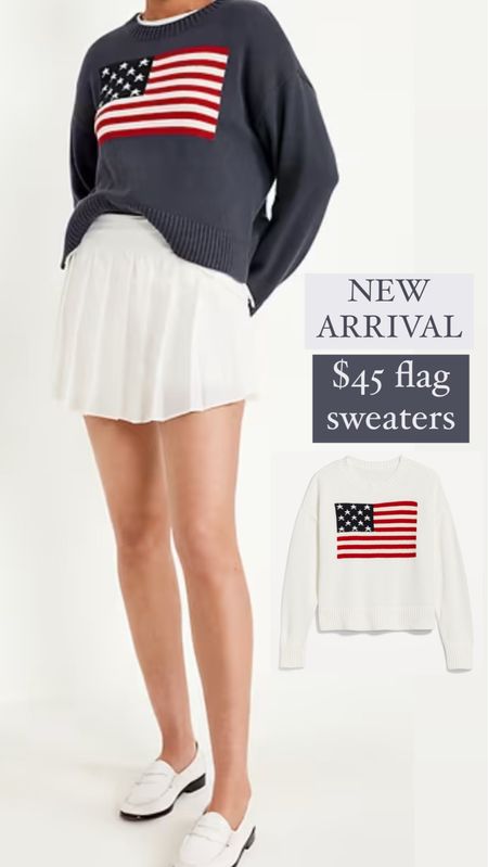 $45 flag sweaters!! Perfect for Memorial Day weekend, 4th of July, and all summer☀️ Love the classic crewneck style. Pair with jeans, shorts, or a skirt. 

Available in XS-4X and also petite and tall sizes! 

Old navy, affordable style, preppy, Americana, MDW, under $50, classic, red, white, and blue 

#LTKStyleTip #LTKFindsUnder50 #LTKSeasonal