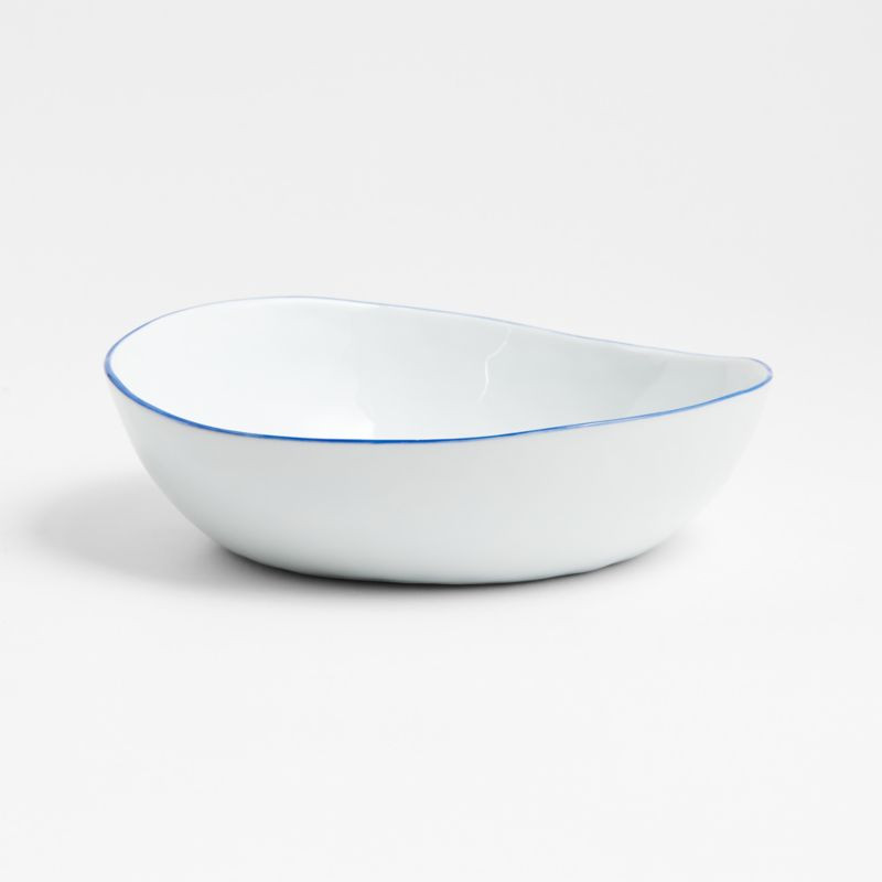 Mercer Blue Rim Ceramic Dinner Bowl + Reviews | Crate & Barrel | Crate & Barrel