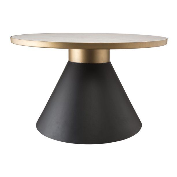 TOV Furniture Richard White Marble Cocktail Table with Black Base - Walmart.com | Walmart (US)