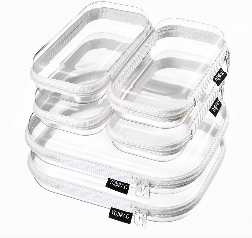 YQBRAO 6 Pack Clear Hard Shell Beauty Organizer (2M+4S), 1.2mm Crush-Proof Cosmetic Case, Reinfor... | Amazon (US)