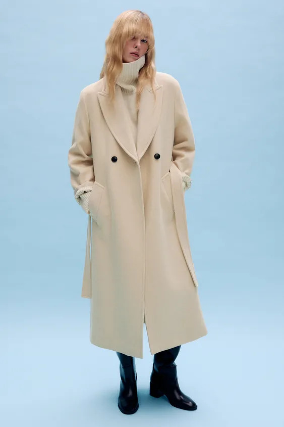 WOOL BLEND COAT WITH BELT | Zara AU