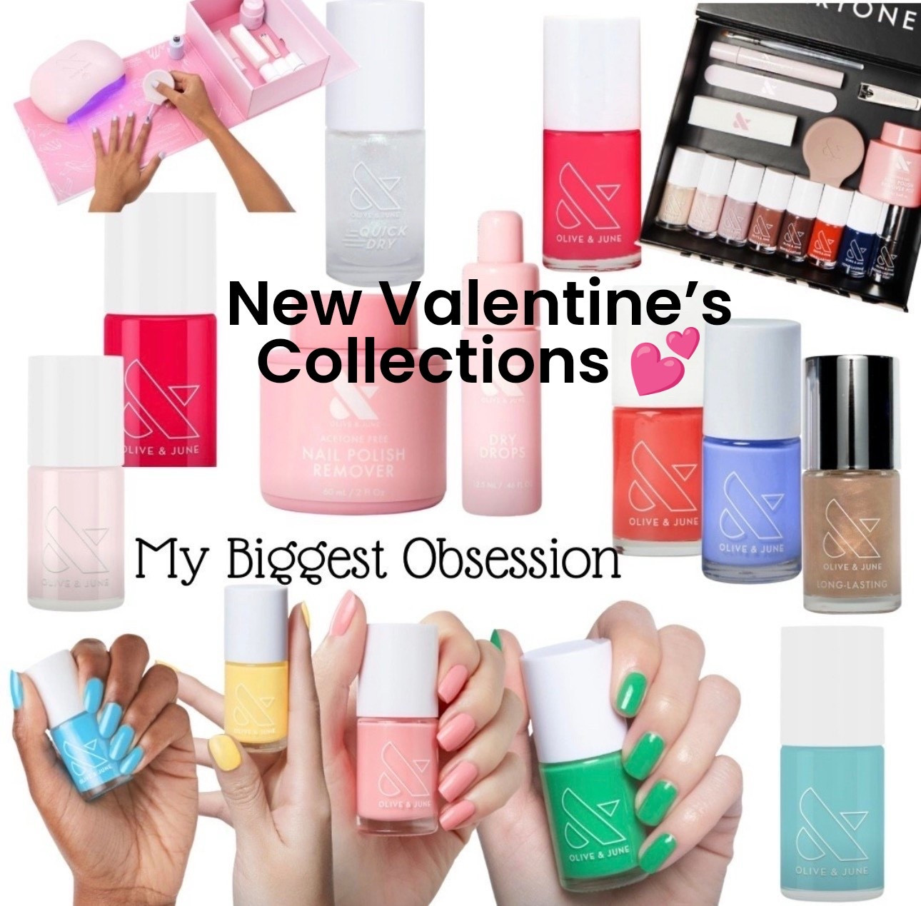 I have been obsessed with Olive & June nail products for over three years. My collection has reached over 200 nail polishes 🫣
Since starting this new hobby, I have saved so much money on manicures and pedicures. If you’re a DYI person, you need to take a look at O&J! They offer everything from manicure and pedicure kits to their new gel system, quick, dry, and nail essentials.
And, their Valentine’s Day launch is now available ❤️
All of the individual colors listed here are perfect for springs and those who like brights. Collections have a mix of colors. Some collections can be customized to your color preferences. 
Spring nail polish. Gel polish, press on nails. 

#LTKFindsUnder50 #LTKBeauty

#LTKselfcare #LTKmomlife #LTKgrwm