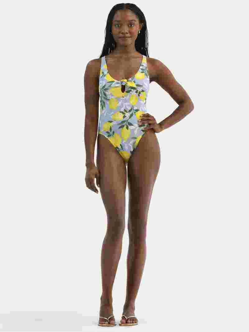 Time and Tru Women’s and Women’s Plus Pique Print One Piece Swimsuit, Sizes XS-2X | Walmart (US)