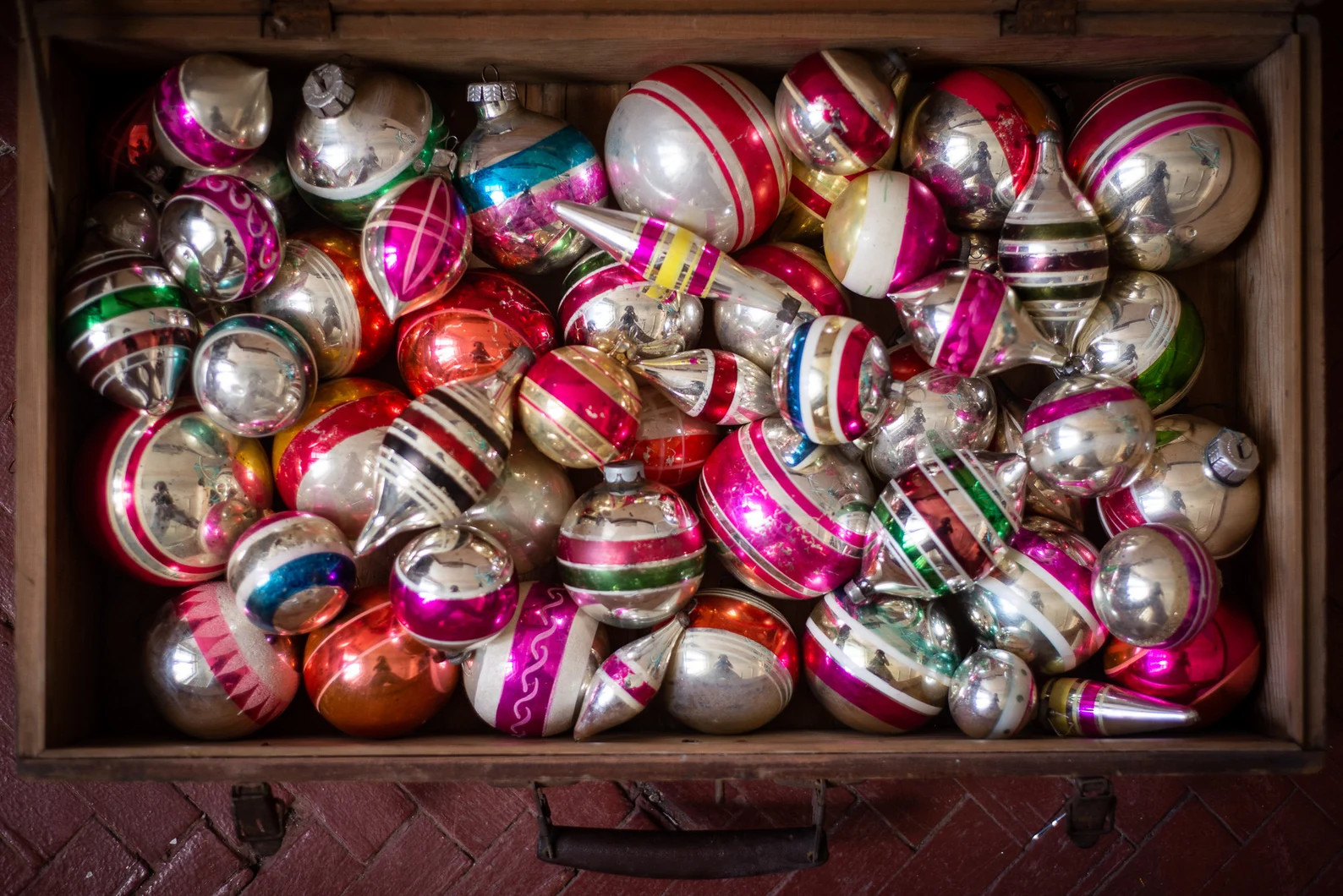 Stripe Christmas Ornaments Vintage Decoration 1950s - Etsy | Etsy (US)