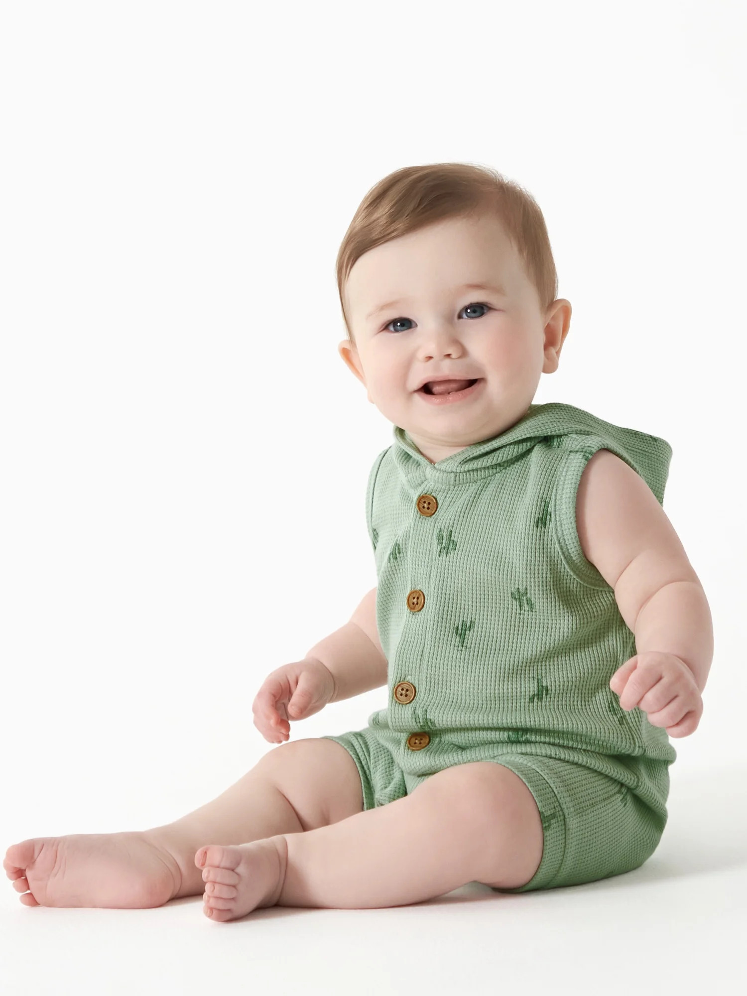 Modern Moments by Gerber Baby Boy Hooded Sleeveless Romper, Sizes 0/3M-24M | Walmart (US)
