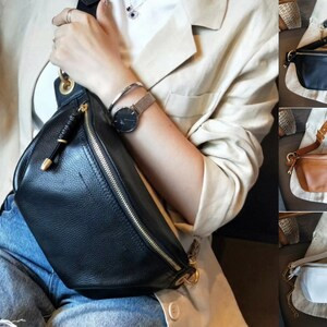 Personalised Leather Bum Bag Available in Stone or Black | Etsy (US)