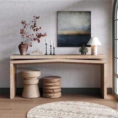 65-Inch Solid Wood Veneer Console Table, Long Farmhouse Entryway Sofa Table For Living Room, Hallway, Behind Couch, Apartment | Wayfair North America