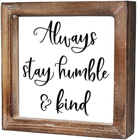 MACVAD Always Stay Humble and Kind Wood Box Sign Decor for Home,Kitchen,Bathroom,Freestanding Woo... | Amazon (US)