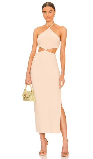 Iris Halter Midi Dress in Macadamia | Revolve Clothing (Global)