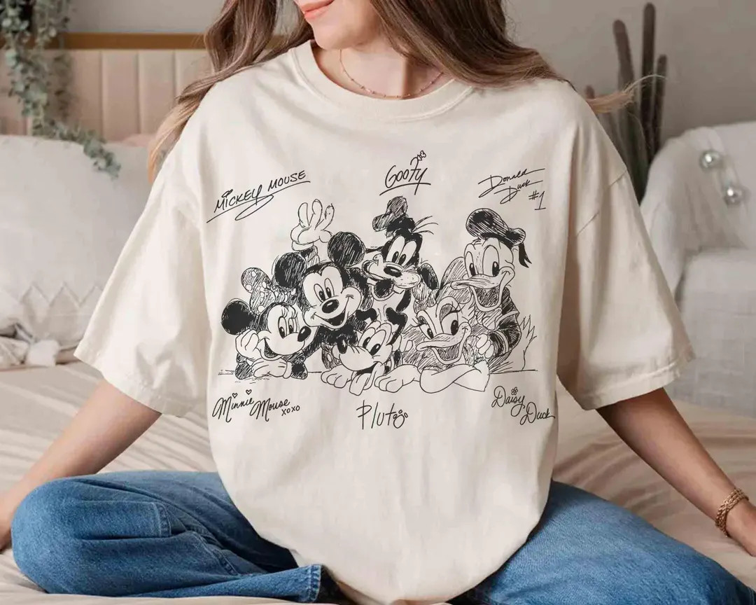 Vintage Y2k Mickey and Friends Signatures  T-shirt, Retro Mickey & Co Comfort Colors Shirt, Disne... | Etsy (US)