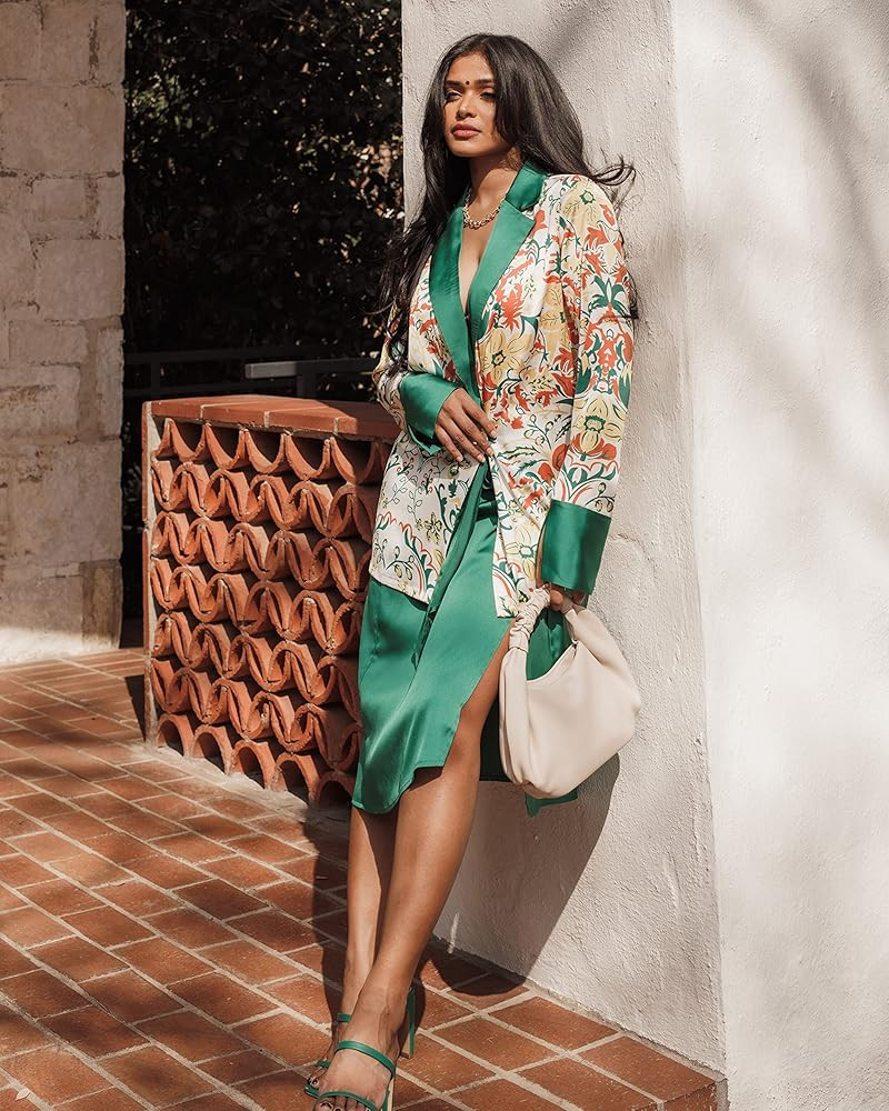 The Drop Women's Floral Printed Satin Jacket with Tie by @sruthijayadevan | Amazon (US)