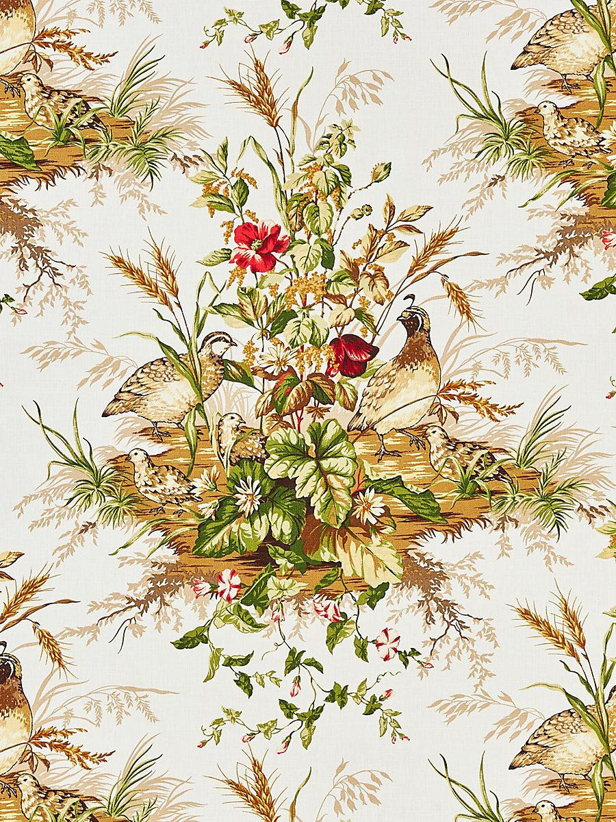 Scalamandre Edwin'S Covey Linen Print Multi On White Fabric | DecoratorsBest