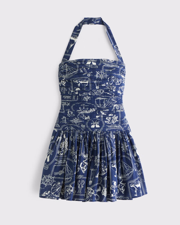 The A&F Emerson Drop-Waist Halter Mini Dress | Abercrombie & Fitch (US)
