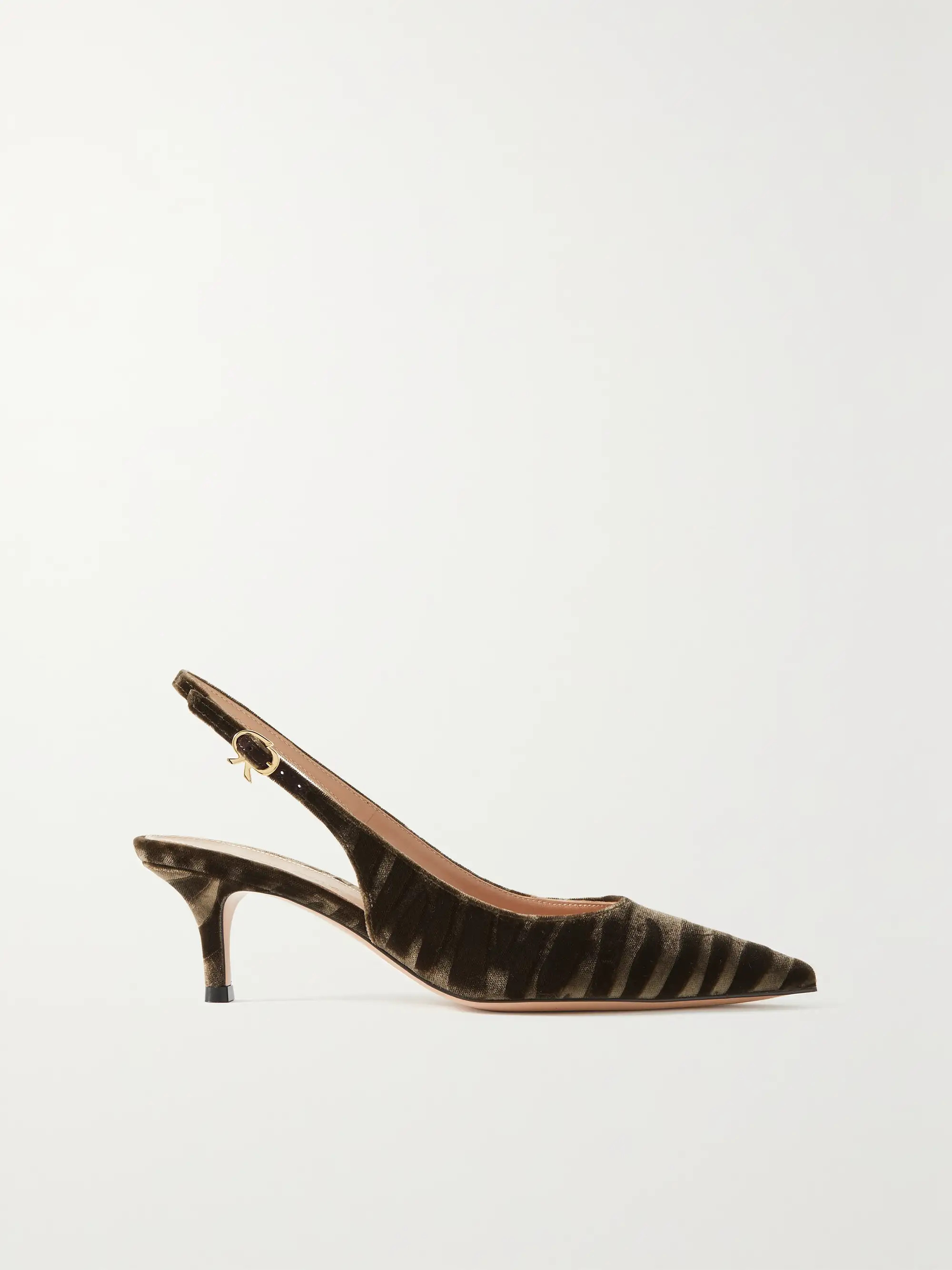 Ribbon 55 devoré-velvet slingback pumps | NET-A-PORTER (US)