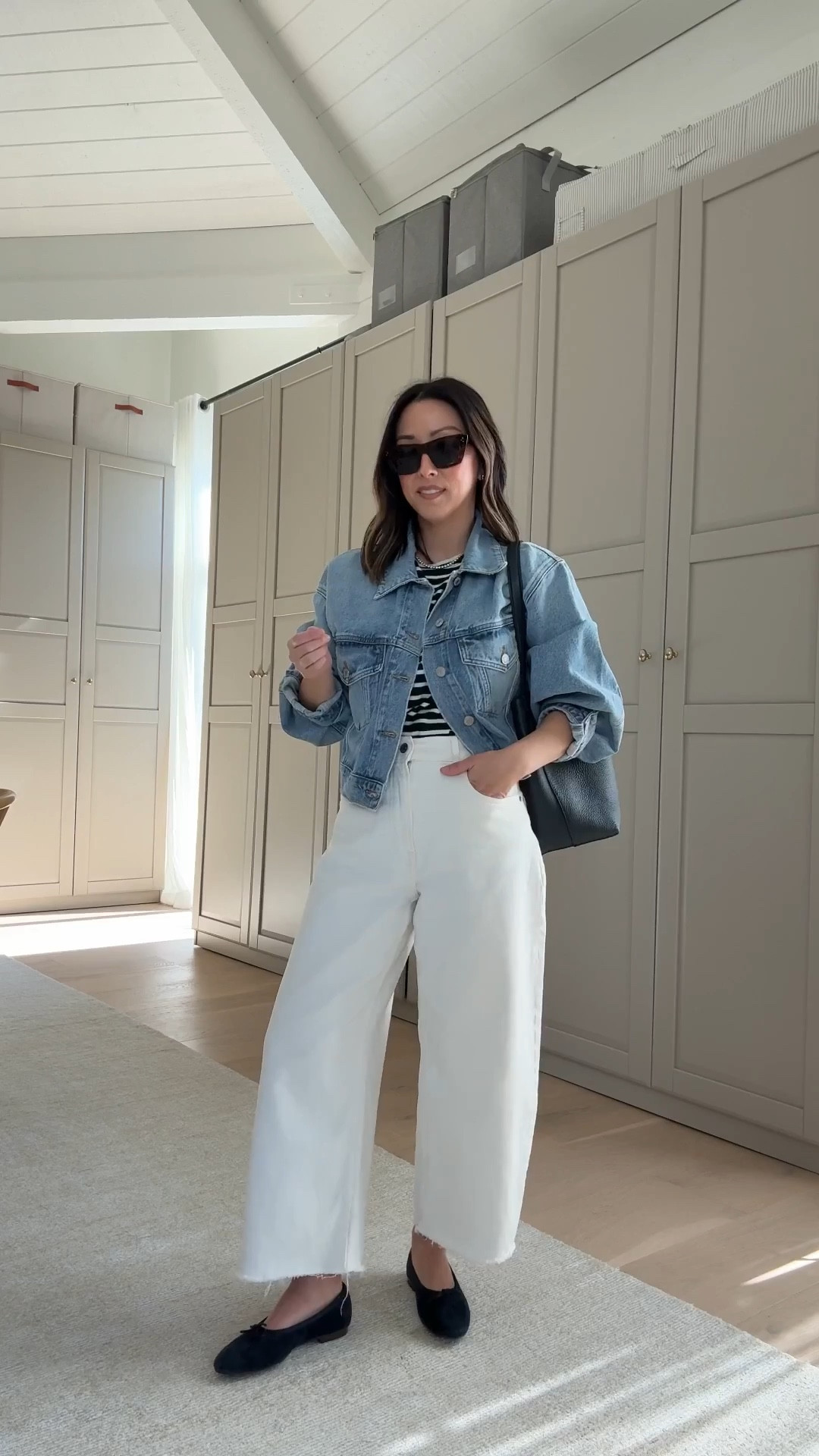 Spring Staples I Re-Wear Year After Year: Everlane Curve jeans AND AGOLDE Palmer denim jacket. I've been wearing these curve jeans for 3+ years. They're soft, not see-through, and a true high rise - I cut the hems. This denim jacket has the perfect fit: drop shoulder, roomy, cropped. The denim is so soft, too. Wearing a size xs. 


AGOLDE Palmer jacket xs
Kule stripe tee medium
Everlane curve jeans 26 - size up and cut hems
Madewell April flats 5.5
The Row Park tote medium navy 
Celine sunglasses 
Quince earrings
Dorsey James necklace 15"

Petite style, spring outfits, spring style, white jeans, mom style 

#LTKPetite #LTKmomlife #LTKgrwm