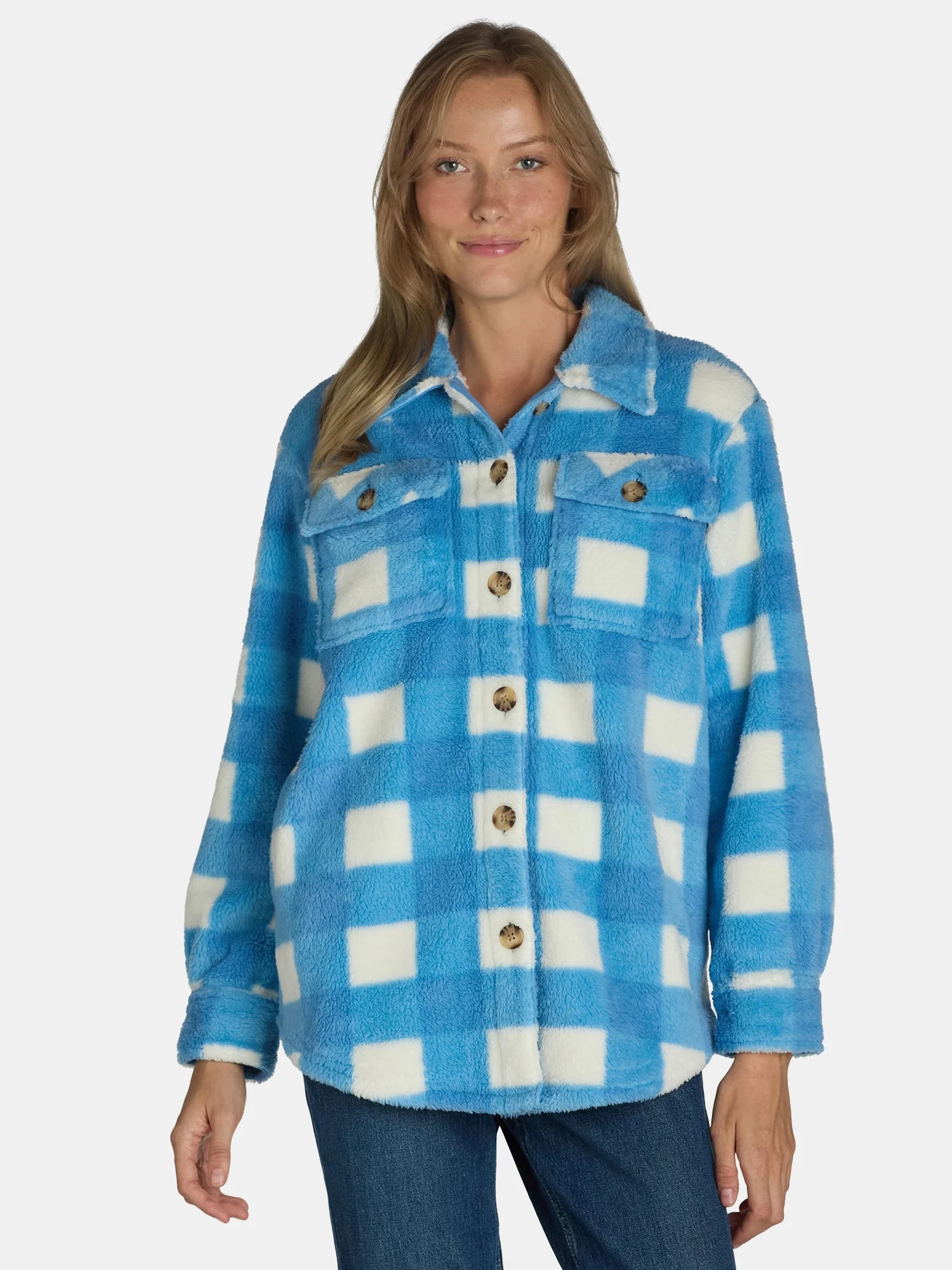 Time and Tru Women's Faux Shearling Shacket, Sizes XS-XXXL | Walmart (US)