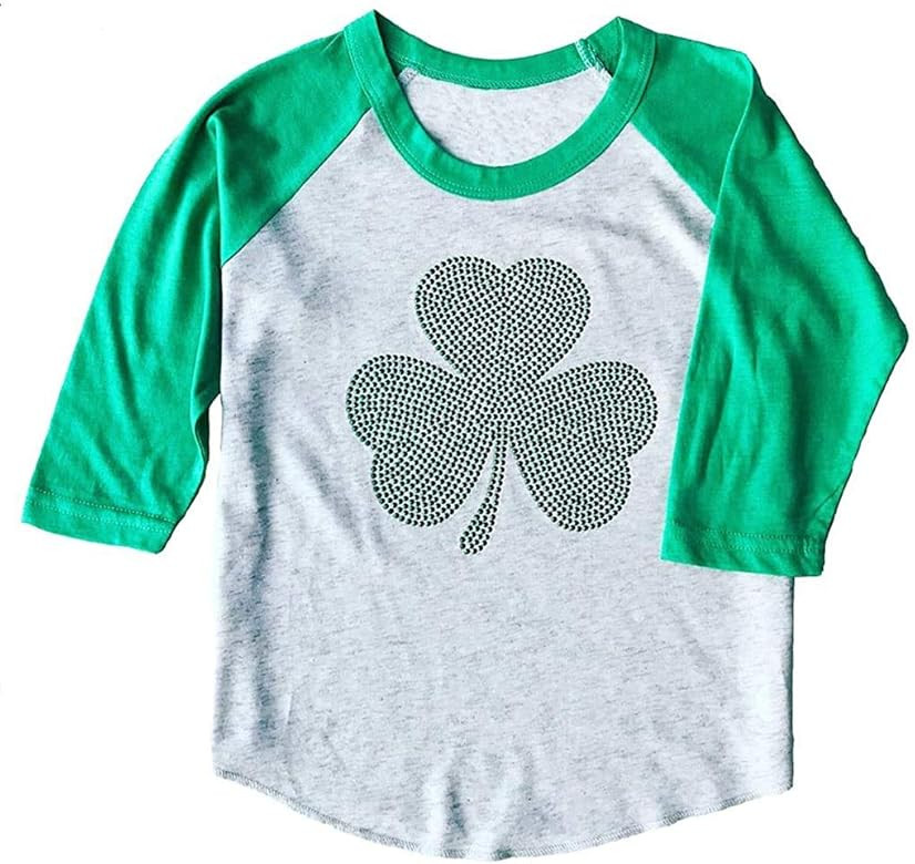 SoRock ST. Patrick's Day Studded Shamrock 3/4 Sleeve Raglan T-Shirt | Amazon (US)