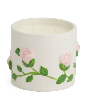 16oz Ceramic Roses On Jar Candle | Marshalls