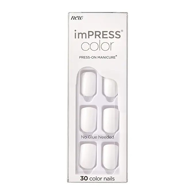 KISS imPRESS Color Press-On Manicure, Gel Nail Kit, PureFit Technology, Short Length, “Frosting... | Amazon (US)