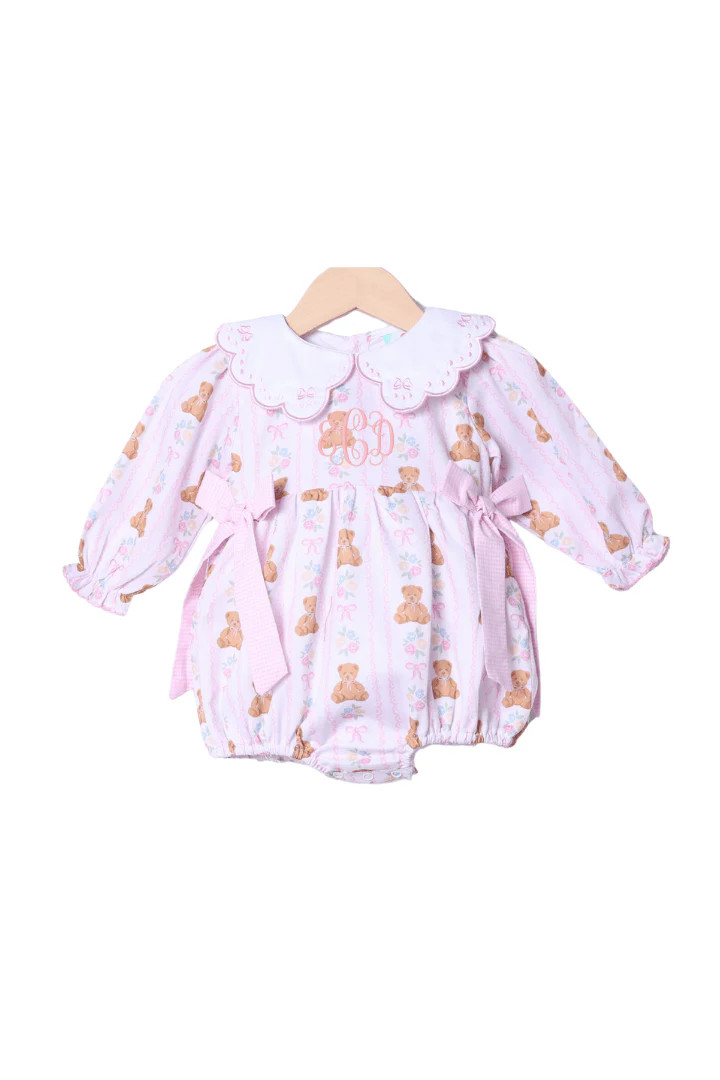 Embroidered Beary Sweet Bow Bubble | The Smocked Flamingo