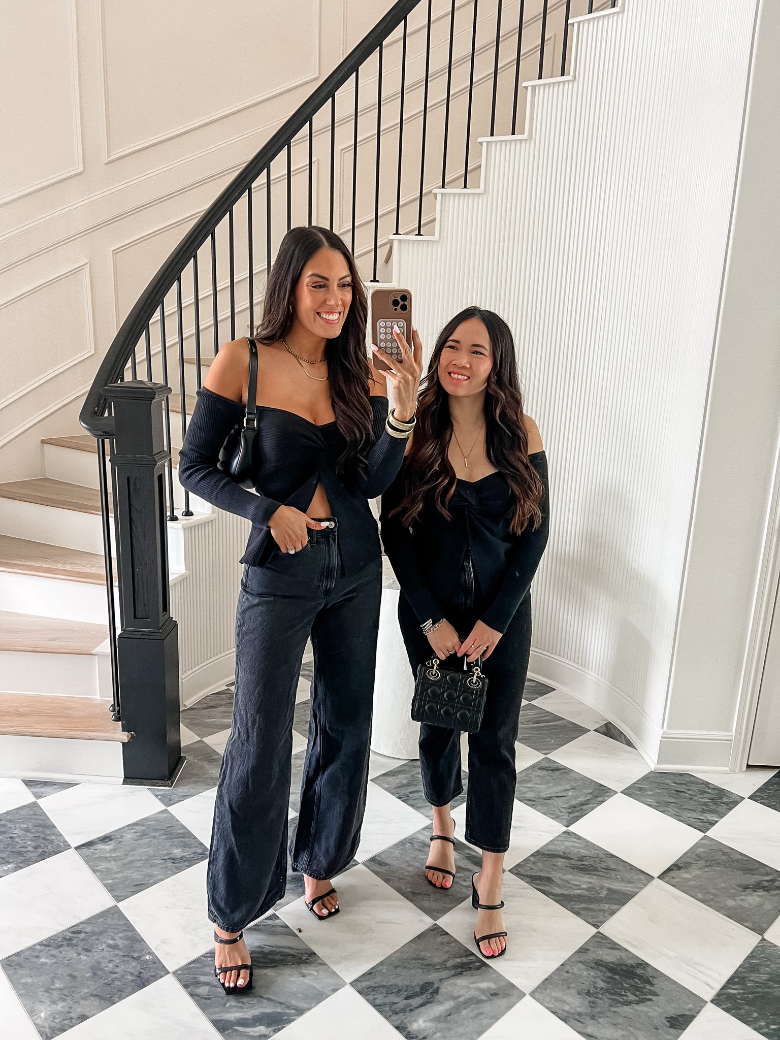 Annie- Top Small, Bottoms- 26 Petite
Margret- Top Small, Bottoms- 25 Tall 