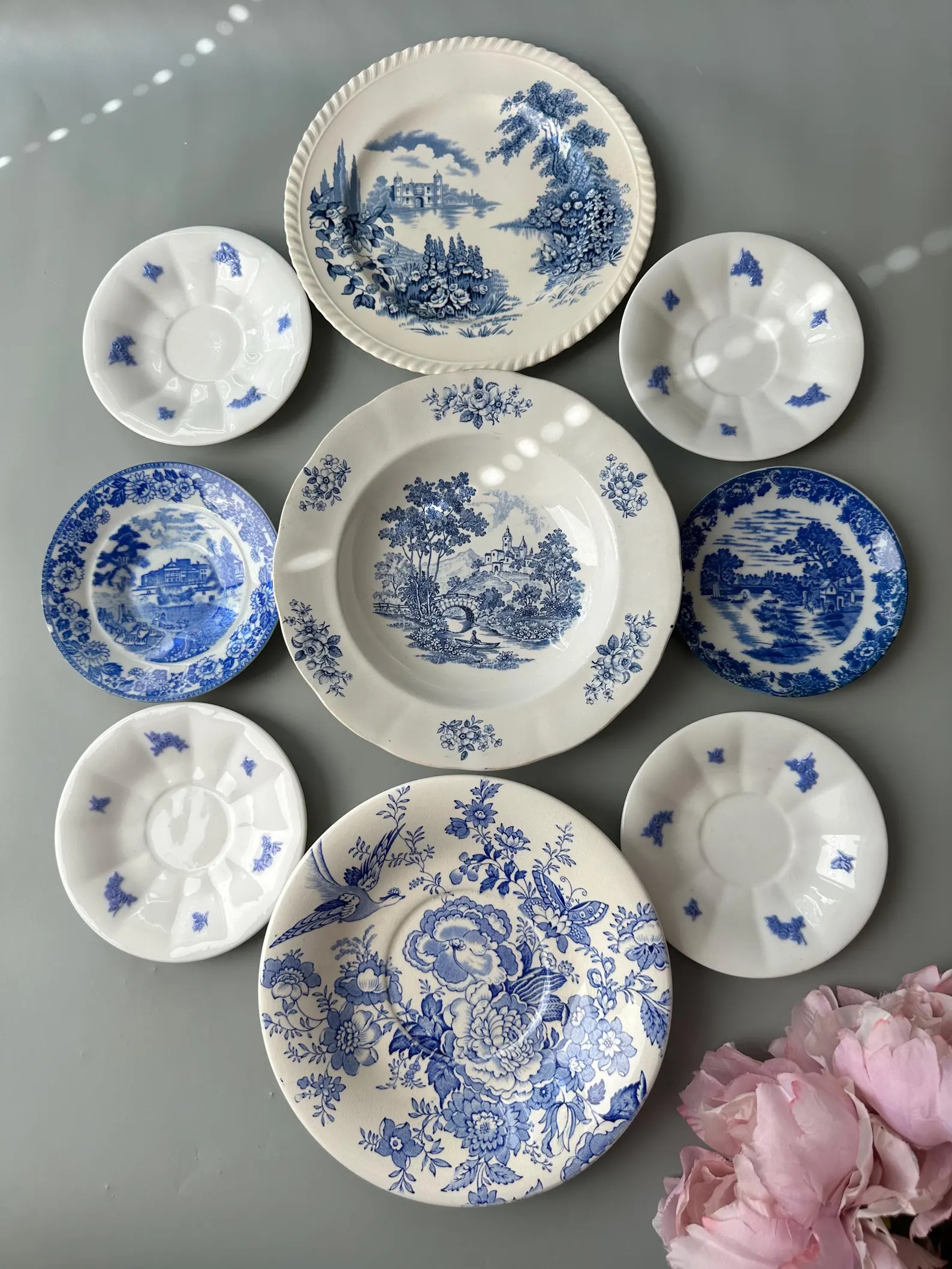 Set of 9 Mismatched Vintage Plates: Blue Transferware Home Decor, Wall Display | Etsy (Global)