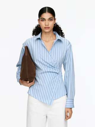Wrap Shirt – Blue/Striped – Women – ARKET GB | Arket UK