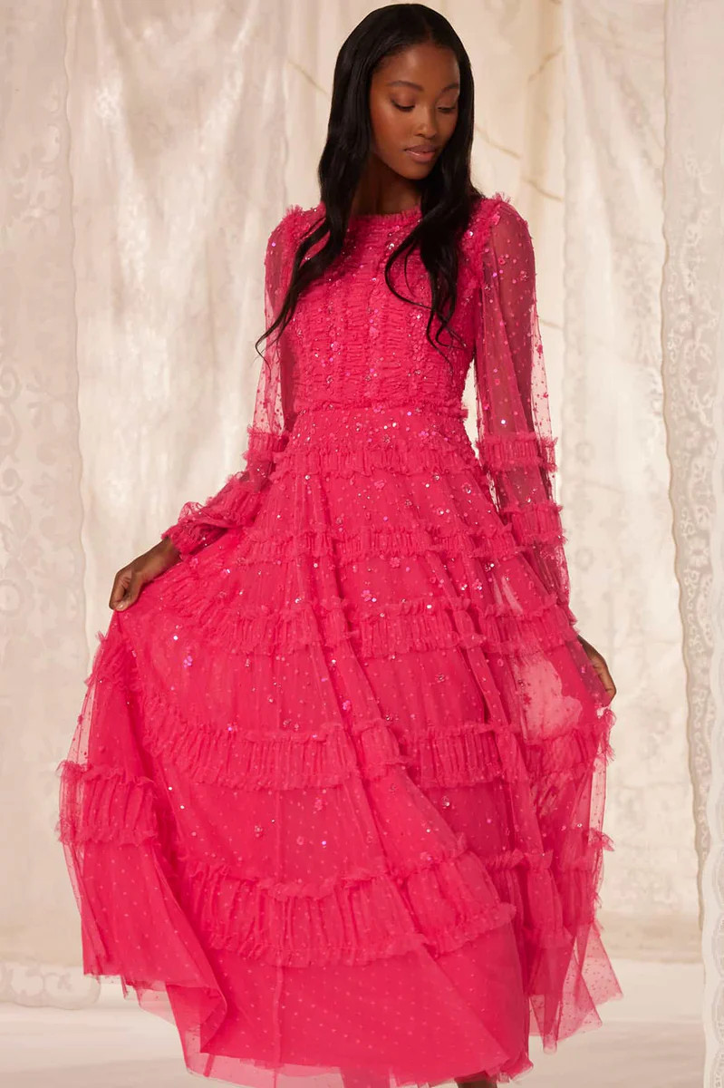 Violet Shimmer Ankle Gown | Needle & Thread