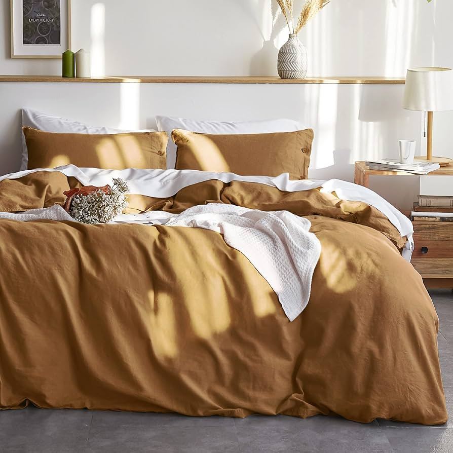 BEDSURE Linen Duvet Cover Queen Linen Cotton Blend Duvet Cover Set - 3 Pieces Comforter Cover Set... | Amazon (US)