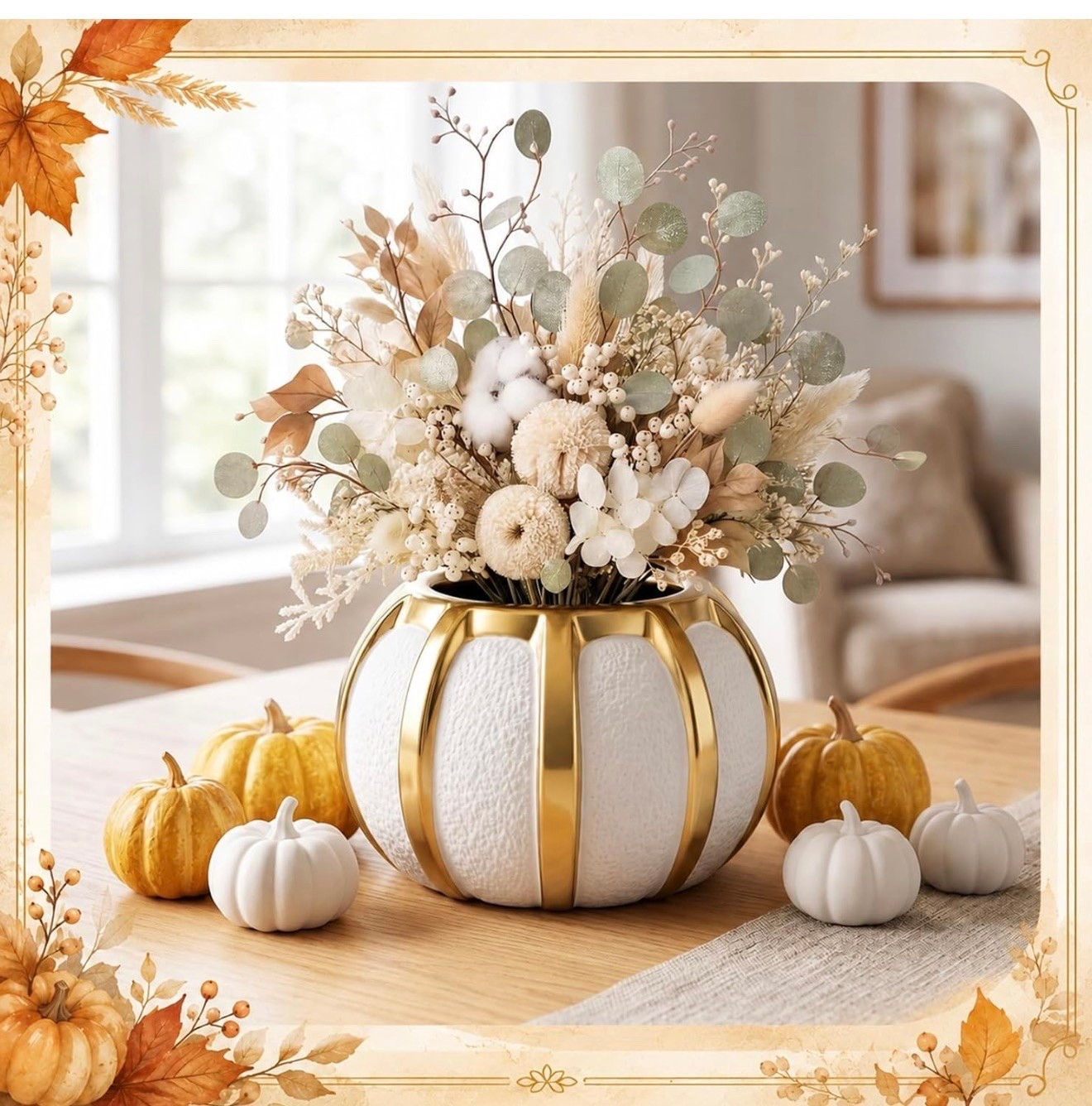 White & Gold Pumpkin Vase – The Prettiest Fall Centerpiece 🤍✨🎃

This white and gold pumpkin vase is such a beautiful way to decorate for fall! 🤍✨ The elegant ceramic design looks high-end and instantly elevates any dining table, kitchen island, entryway, or coffee table. Fill it with your favorite faux stems, dried florals, or fresh seasonal blooms for an effortless centerpiece you’ll enjoy all season long.

I also linked the adorable pumpkin candlestick holders that pair perfectly with it for a warm, cozy fall display. Together they create a timeless look that transitions beautifully from early fall through Thanksgiving. 🍂🕯️

Fall centerpiece, pumpkin vase, white and gold home décor, ceramic pumpkin, fall table décor, elegant autumn decorating, neutral fall décor, Thanksgiving centerpiece, pumpkin candlestick holders, cozy home styling, seasonal decorating, designer-inspired home décor, Amazon home finds, fall floral arrangement, autumn tablescape.

#LTKSeasonal #LTKHome #LTKmomlife